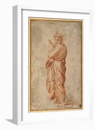 The Twelve Apostles: St. Bartholomew, 1518-20 (Chalk on Paper)-Giulio Romano-Framed Giclee Print