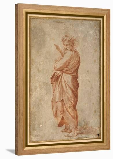 The Twelve Apostles: St. Bartholomew, 1518-20 (Chalk on Paper)-Giulio Romano-Framed Premier Image Canvas