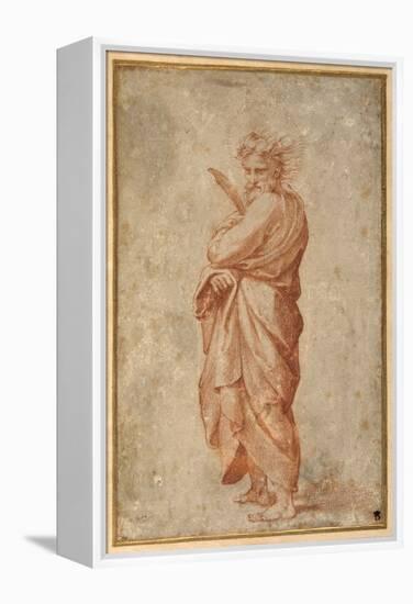 The Twelve Apostles: St. Bartholomew, 1518-20 (Chalk on Paper)-Giulio Romano-Framed Premier Image Canvas