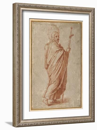 The Twelve Apostles: St. James the Greater, 1518-20 (Chalk on Paper)-Giulio Romano-Framed Giclee Print