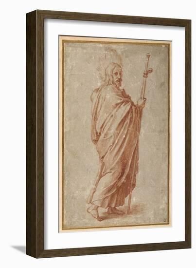 The Twelve Apostles: St. James the Greater, 1518-20 (Chalk on Paper)-Giulio Romano-Framed Giclee Print