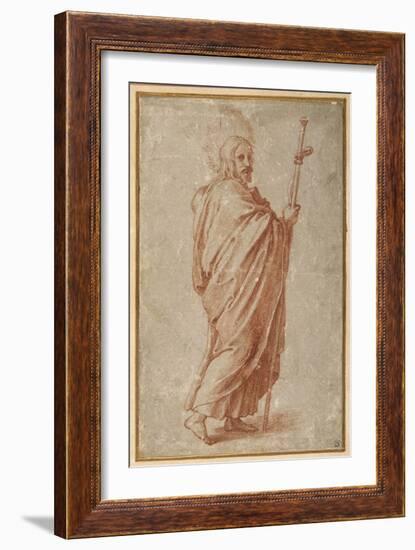 The Twelve Apostles: St. James the Greater, 1518-20 (Chalk on Paper)-Giulio Romano-Framed Giclee Print