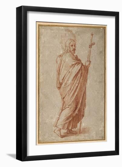 The Twelve Apostles: St. James the Greater, 1518-20 (Chalk on Paper)-Giulio Romano-Framed Giclee Print