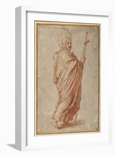 The Twelve Apostles: St. James the Greater, 1518-20 (Chalk on Paper)-Giulio Romano-Framed Giclee Print