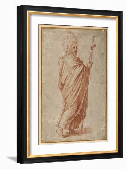 The Twelve Apostles: St. James the Greater, 1518-20 (Chalk on Paper)-Giulio Romano-Framed Giclee Print