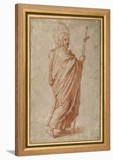 The Twelve Apostles: St. James the Greater, 1518-20 (Chalk on Paper)-Giulio Romano-Framed Premier Image Canvas