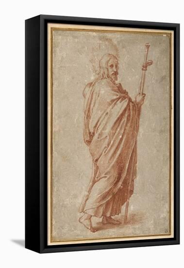 The Twelve Apostles: St. James the Greater, 1518-20 (Chalk on Paper)-Giulio Romano-Framed Premier Image Canvas