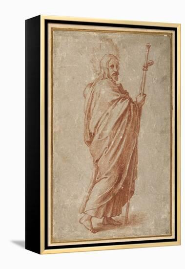 The Twelve Apostles: St. James the Greater, 1518-20 (Chalk on Paper)-Giulio Romano-Framed Premier Image Canvas