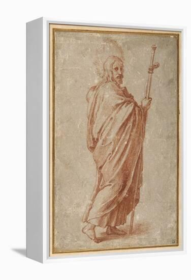 The Twelve Apostles: St. James the Greater, 1518-20 (Chalk on Paper)-Giulio Romano-Framed Premier Image Canvas