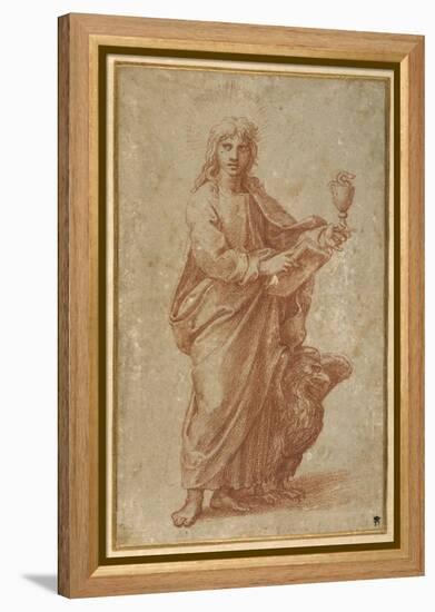 The Twelve Apostles: St. John, 1518-20 (Chalk on Paper)-Giulio Romano-Framed Premier Image Canvas