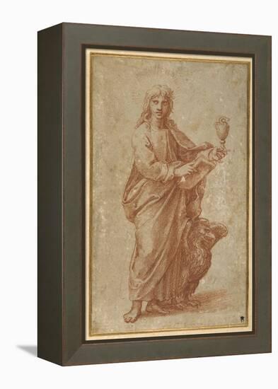 The Twelve Apostles: St. John, 1518-20 (Chalk on Paper)-Giulio Romano-Framed Premier Image Canvas