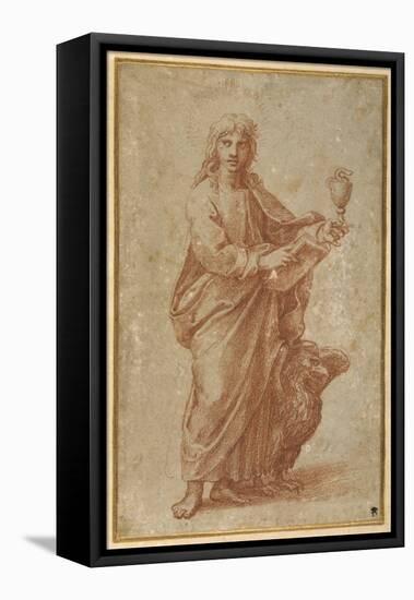 The Twelve Apostles: St. John, 1518-20 (Chalk on Paper)-Giulio Romano-Framed Premier Image Canvas