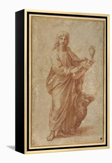 The Twelve Apostles: St. John, 1518-20 (Chalk on Paper)-Giulio Romano-Framed Premier Image Canvas