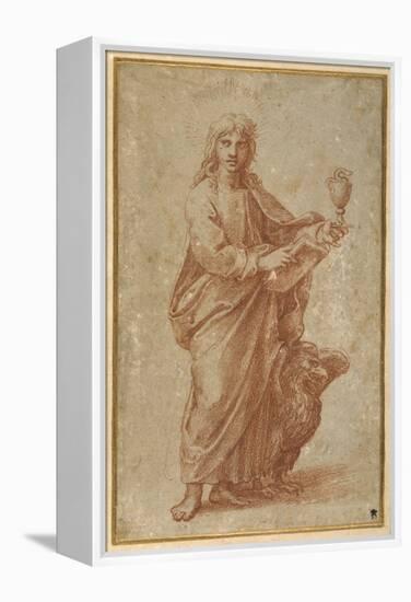 The Twelve Apostles: St. John, 1518-20 (Chalk on Paper)-Giulio Romano-Framed Premier Image Canvas