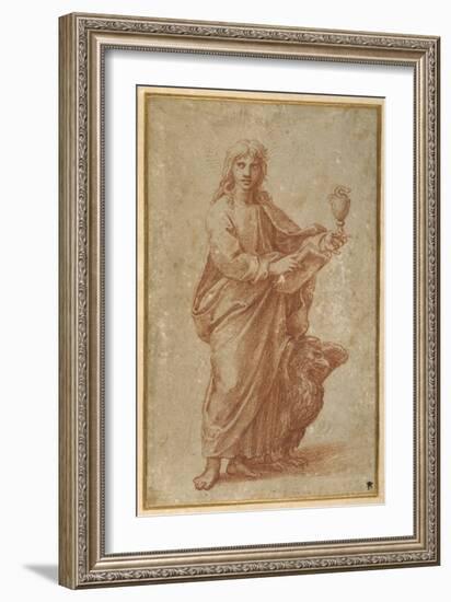 The Twelve Apostles: St. John, 1518-20 (Chalk on Paper)-Giulio Romano-Framed Giclee Print