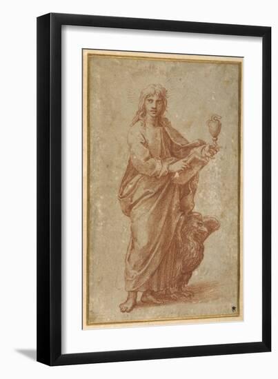 The Twelve Apostles: St. John, 1518-20 (Chalk on Paper)-Giulio Romano-Framed Giclee Print