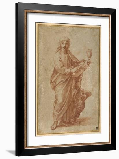 The Twelve Apostles: St. John, 1518-20 (Chalk on Paper)-Giulio Romano-Framed Giclee Print