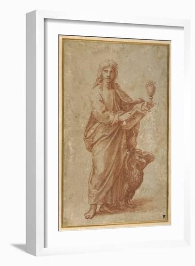 The Twelve Apostles: St. John, 1518-20 (Chalk on Paper)-Giulio Romano-Framed Giclee Print