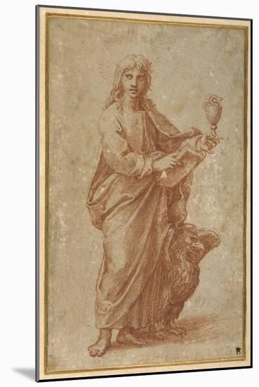The Twelve Apostles: St. John, 1518-20 (Chalk on Paper)-Giulio Romano-Mounted Giclee Print