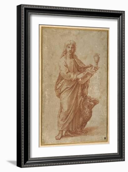 The Twelve Apostles: St. John, 1518-20 (Chalk on Paper)-Giulio Romano-Framed Giclee Print