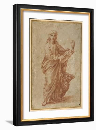 The Twelve Apostles: St. John, 1518-20 (Chalk on Paper)-Giulio Romano-Framed Giclee Print