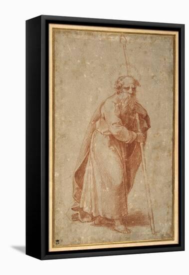 The Twelve Apostles: St. Matthias, 1518-20 (Chalk on Paper)-Giulio Romano-Framed Premier Image Canvas