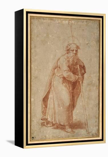 The Twelve Apostles: St. Matthias, 1518-20 (Chalk on Paper)-Giulio Romano-Framed Premier Image Canvas