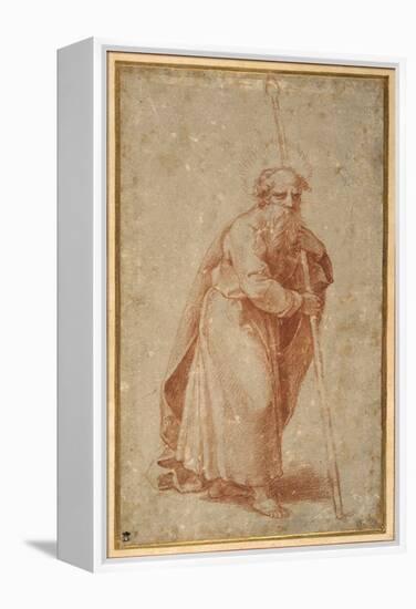 The Twelve Apostles: St. Matthias, 1518-20 (Chalk on Paper)-Giulio Romano-Framed Premier Image Canvas