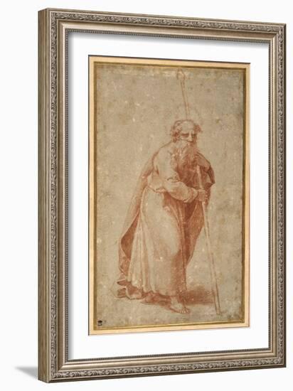 The Twelve Apostles: St. Matthias, 1518-20 (Chalk on Paper)-Giulio Romano-Framed Giclee Print