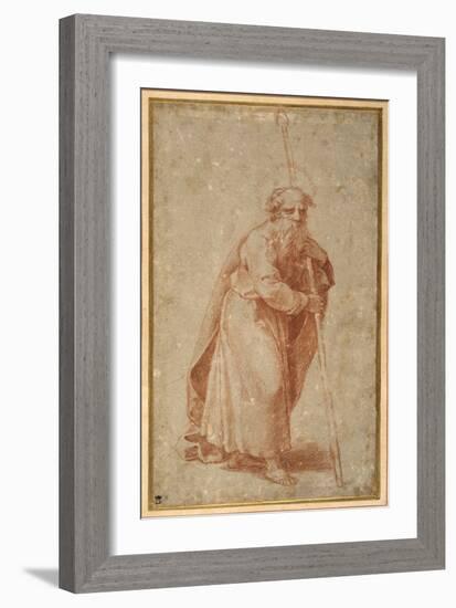 The Twelve Apostles: St. Matthias, 1518-20 (Chalk on Paper)-Giulio Romano-Framed Giclee Print