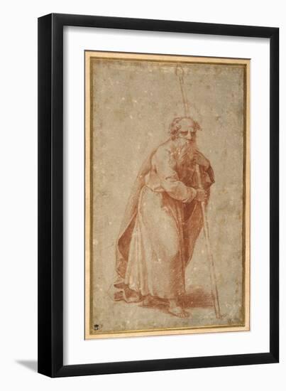 The Twelve Apostles: St. Matthias, 1518-20 (Chalk on Paper)-Giulio Romano-Framed Giclee Print