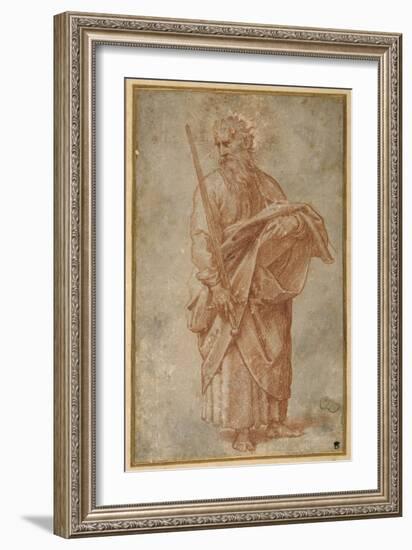 The Twelve Apostles: St. Paul, 1518-20 (Chalk on Paper)-Giulio Romano-Framed Giclee Print