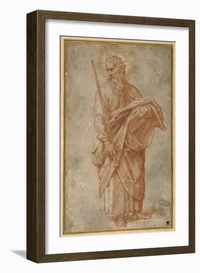 The Twelve Apostles: St. Paul, 1518-20 (Chalk on Paper)-Giulio Romano-Framed Giclee Print