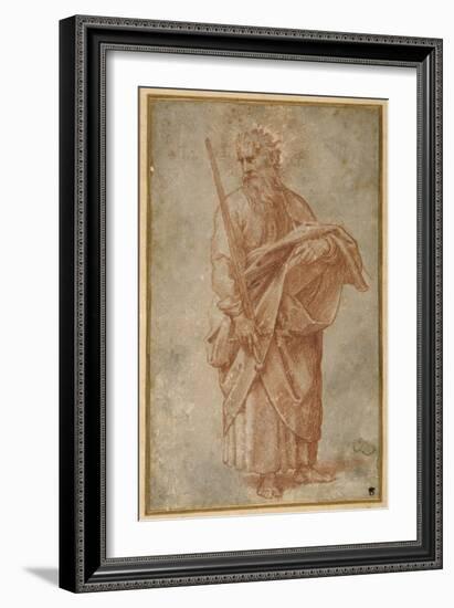 The Twelve Apostles: St. Paul, 1518-20 (Chalk on Paper)-Giulio Romano-Framed Giclee Print