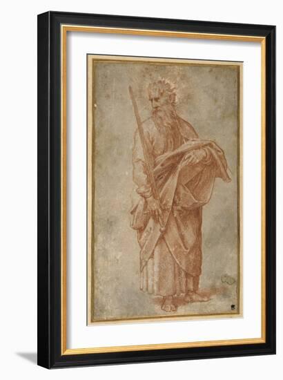 The Twelve Apostles: St. Paul, 1518-20 (Chalk on Paper)-Giulio Romano-Framed Giclee Print