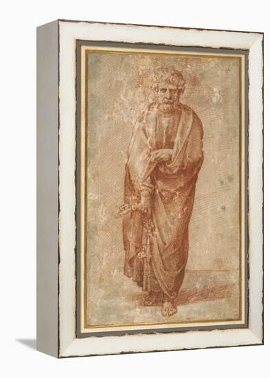 The Twelve Apostles: St. Peter, 1518-20 (Chalk on Paper)-Giulio Romano-Framed Premier Image Canvas