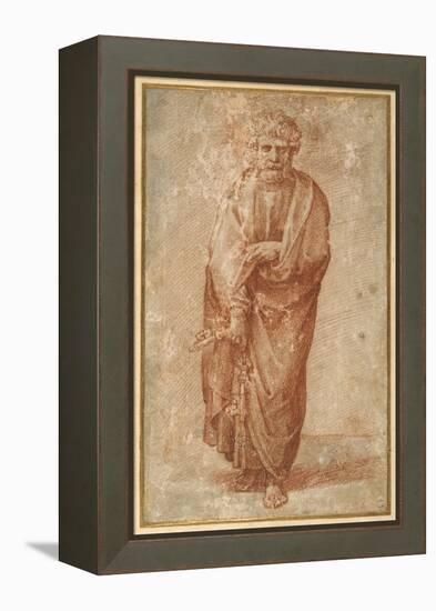 The Twelve Apostles: St. Peter, 1518-20 (Chalk on Paper)-Giulio Romano-Framed Premier Image Canvas