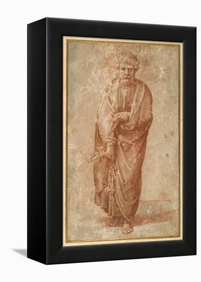 The Twelve Apostles: St. Peter, 1518-20 (Chalk on Paper)-Giulio Romano-Framed Premier Image Canvas