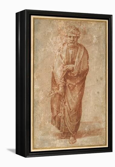 The Twelve Apostles: St. Peter, 1518-20 (Chalk on Paper)-Giulio Romano-Framed Premier Image Canvas