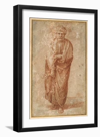 The Twelve Apostles: St. Peter, 1518-20 (Chalk on Paper)-Giulio Romano-Framed Giclee Print