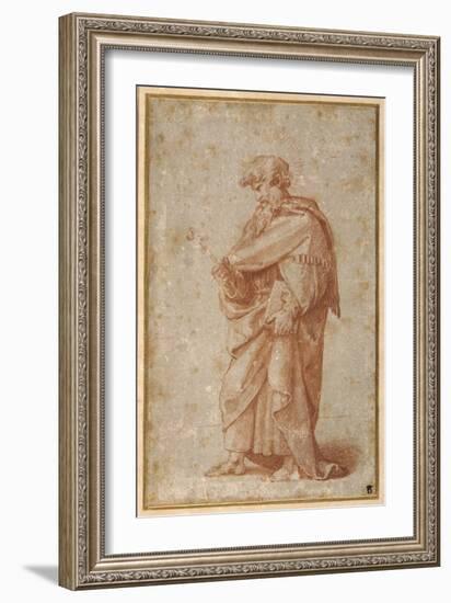 The Twelve Apostles: St. Philip, 1518-20 (Chalk on Paper)-Giulio Romano-Framed Giclee Print