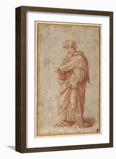 The Twelve Apostles: St. Philip, 1518-20 (Chalk on Paper)-Giulio Romano-Framed Giclee Print