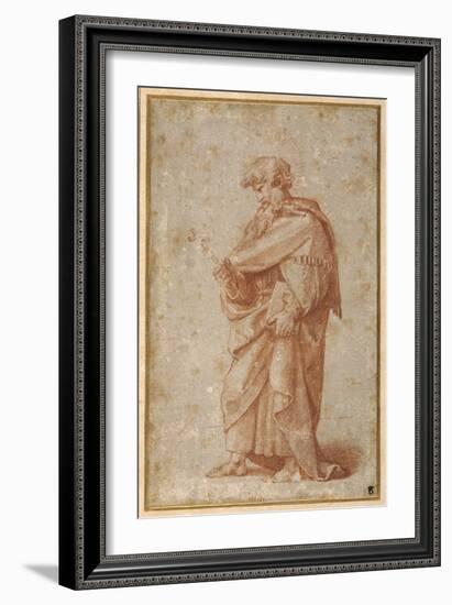 The Twelve Apostles: St. Philip, 1518-20 (Chalk on Paper)-Giulio Romano-Framed Giclee Print