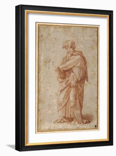 The Twelve Apostles: St. Philip, 1518-20 (Chalk on Paper)-Giulio Romano-Framed Giclee Print