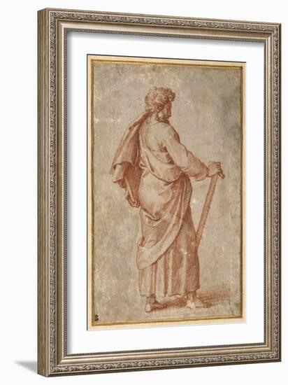 The Twelve Apostles: St. Simon, 1518-20 (Chalk on Paper)-Giulio Romano-Framed Giclee Print