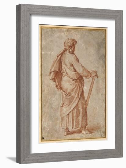 The Twelve Apostles: St. Simon, 1518-20 (Chalk on Paper)-Giulio Romano-Framed Giclee Print
