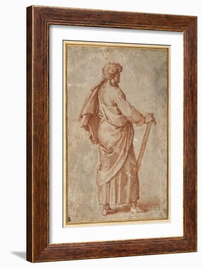 The Twelve Apostles: St. Simon, 1518-20 (Chalk on Paper)-Giulio Romano-Framed Giclee Print