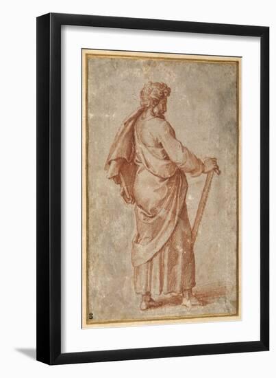 The Twelve Apostles: St. Simon, 1518-20 (Chalk on Paper)-Giulio Romano-Framed Giclee Print