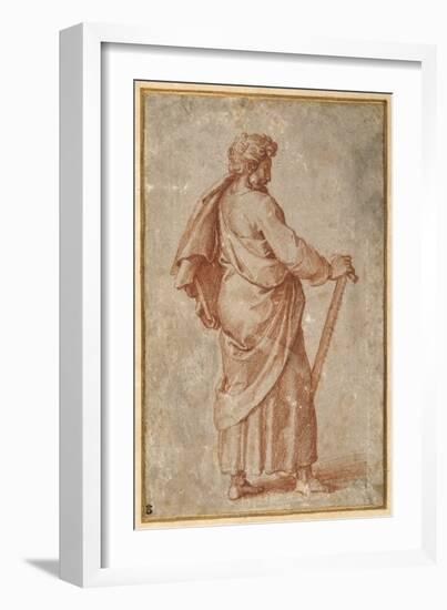 The Twelve Apostles: St. Simon, 1518-20 (Chalk on Paper)-Giulio Romano-Framed Giclee Print