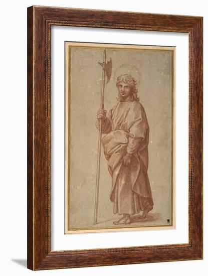 The Twelve Apostles: St. Thaddeus, 1518-20 (Chalk on Paper)-Giulio Romano-Framed Giclee Print